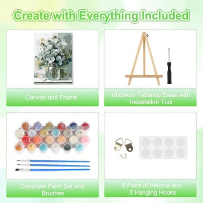 TOSTOG Vintage Vase Framed Canvas Paint by Numbers Art Kit for Adults and Kids, Beginner Acrylic Oil Painting Supplies with Wooden Frame for Home Wall Decor 20 * 30 cm/8 * 11.8 in - Image 5