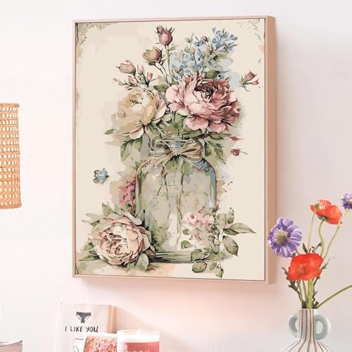 JATOK Paint by Numbers Kit for Adults with Frame, Flower, 12 x 16 in - Image 5