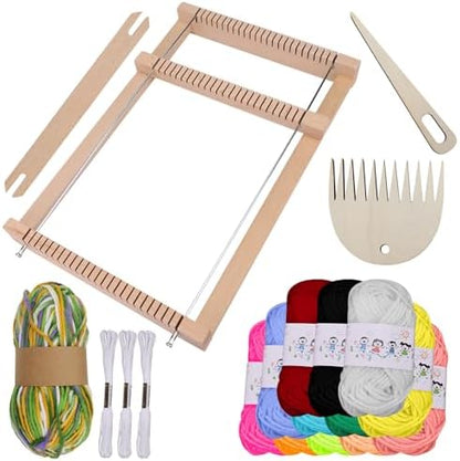 ASTIMESA 11.4'' x 7.4''/29 x 19 CM Wooden Weaving Loom Kit, Multi-Craft Weaving Loom for Adults Frame with 12 Colorful Yarns & Tools DIY Beginners Knitting Blanket Tapestry by Unknown