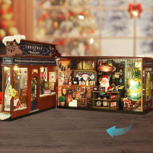 fifijoy Christmas Miniature Dollhouse Kit, DIY Dollhouse Miniature House Kit for Adults, Tiny House Kits Mini Model Building Sets with Music (Christmas Wonderland) - Image 3