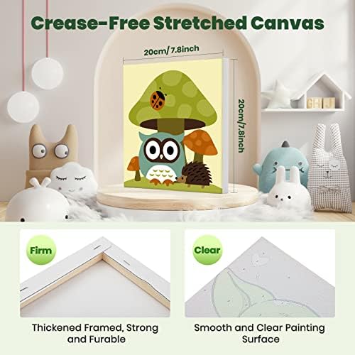 Bowetile 4 Pack Framed Paint by Numbers for Kids Beginners, Easy Cartoon Paint by Numbers for Kids Ages 8-12 on Canvas, DIY Oil Acrylic Number Painting Art Crafts for Home Wall Decor, 8x8in - Image 2