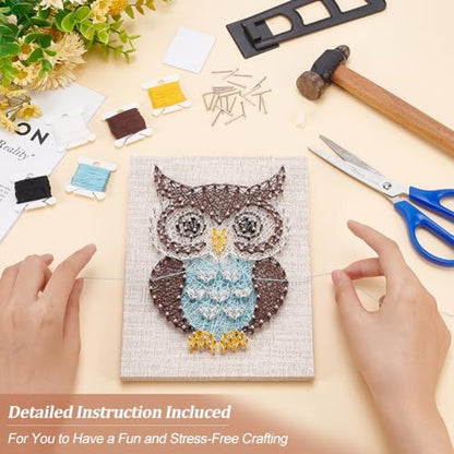 WEBEEDY DIY String Art Kit Owl Craft Kit Creative Craft Kits for Adult Graduation Christmas Halloween Gifts Home Wall Table Graduation Party Decorations - Image 4