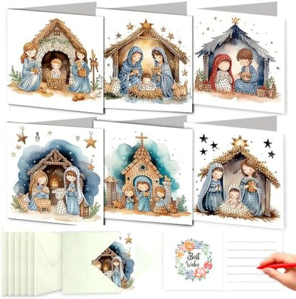 LSQFS 6Pcs Diamond Painting Greeting Cards Kits for Adults,5.9X 11.81in by LSQFS