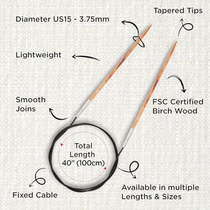 KnitPro Dreamz Fixed Circular Needles 40" (100cm) | US Size 5 (3.75mm) - Image 3