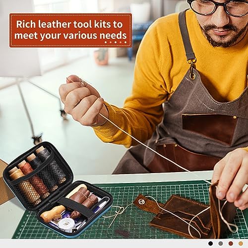 Leather Sewing Kit Leather Stitching Kit with Sewing Awl Waxed Thread - Image 6