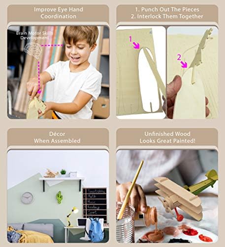 Puzzled Wooden Airplane Model Kits - 3D Wooden Puzzles for Adults - 4 Pack - Image 3