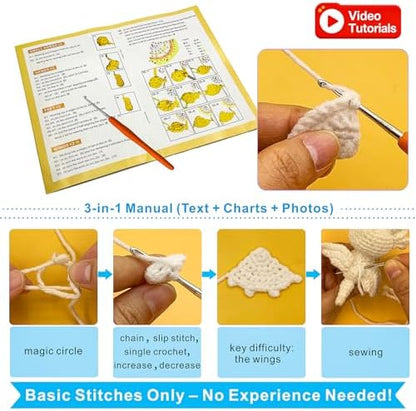LuNuaFvy Crochet Kit for Beginners, Adults & Kids - Complete Animal Starter Kit to Make 2 Cute Dragons, Easy-to-Follow Book & Video Tutorial, Soft Yarn, Gift & Storage Bags - Image 3
