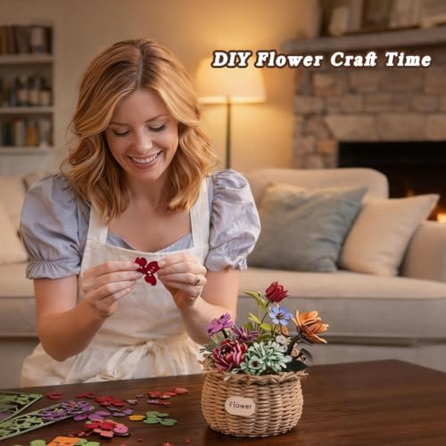 Insgen Ever-Blooming Wooden Bouquet Building Set, 3D Wooden Flower Kit - Image 2