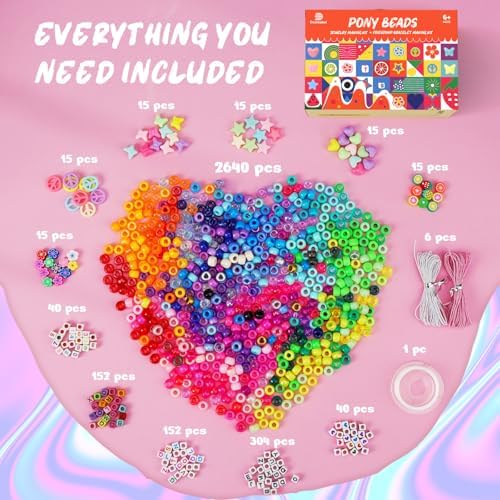Dowsabel 6 Boxes 120 Colors Pony Beads Bracelet Making Kit, Beads for Jeweley Making with Letter Beads Kandi Beads, DIY Arts and Crafts Birthday Gifts - Image 3