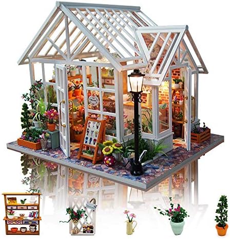 GuDoQi DIY Miniature Dollhouse Kit, Tiny House kit with Music, Miniature House Kit 1:24 Scale, Great Handmade Crafts Gift for Birthday Christmas, Beautiful Flower Shop by GuDoQi