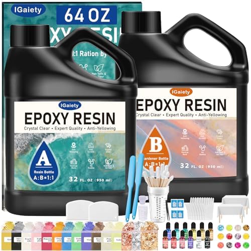 IGaiety Epoxy Resin 64 OZ Kit, Clear Casting Resin No Yellowing by IGaiety