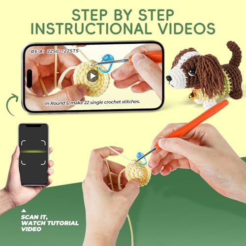 Crochet Kit for Beginners, 2-Pack dog Animal Kits for Adults, Amigurumi Set - Image 4