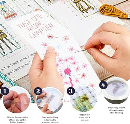 ORIGACH 6 Set Dandelion & Literary Quotes Cross Stitch Bookmark Kit - Image 4