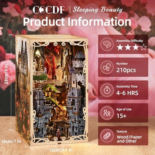 CCCDF Book Nook Kit, Sleeping Beauty DIY Miniature Dollhouse Booknook Kit - Image 2