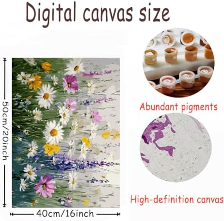 OJTOYART Paint by Numbers Kits for Adults, Flower Field Paint By Number KitsFor Beginner on Canvas, DIY Acrylic Watercolor Oil Colorful Paintingby Number for Home Decoration 16 x 20 Inch - Image 5