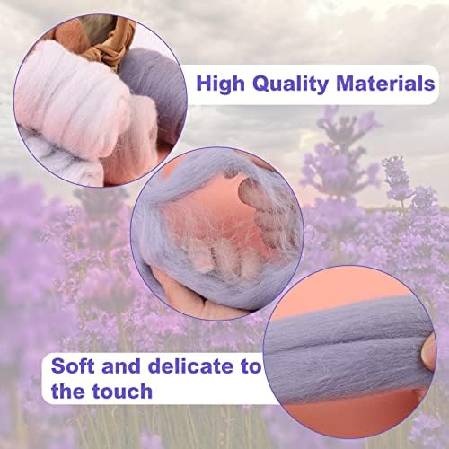 Wonvoc Needle Felting Wool 2.82oz /80g, 8 Colors Wool Roving (Grey) - Image 5
