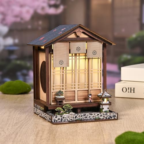 Book Nook Kit, DIY Japanese Miniature Dollhouse with LED Lights - Image 2