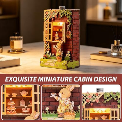 Book Nook Kit - DIY Miniature House Kit for Adults, Teens and Beginners, Dollhouse Booknook Library Tiny House Bookshelf Decor 3D Wooden Puzzle, Gifts for Family, Friends - Image 2