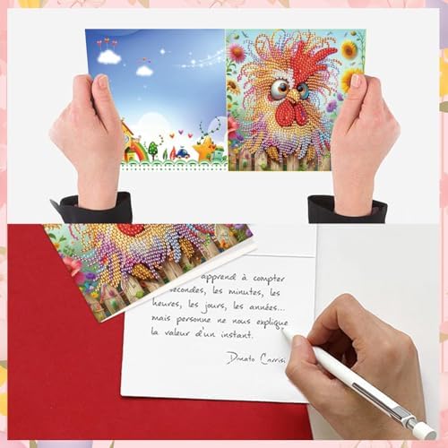 8pcs DIY Diamond Art Greeting Cards Kit with Envelopes&Tools - Create Your Own Sparkling Birthday, Thank You, Holiday Cards for Adults & Beginners(Humorous Bird) - Image 7