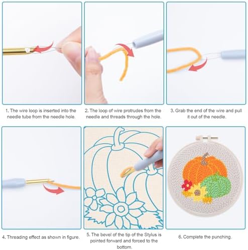 Louise Maelys Punch Needle Kit for Beginners Pumpkin Pattern Home Decor - Image 3