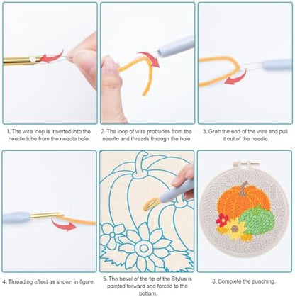 Louise Maelys Punch Needle Kit for Beginners Pumpkin Pattern Home Decor - Image 3