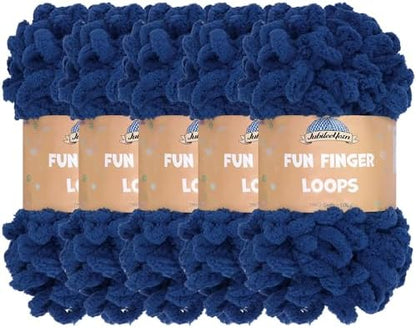 JubileeYarn Fun Finger Loops Yarn - Navy - 5 Skeins by BambooMN