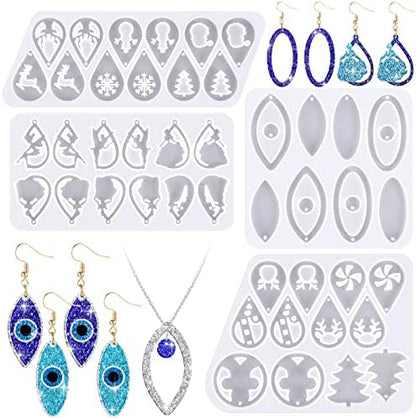 Patelai 4 Pcs Resin Earring Molds for Jewelry Making Kit, Snowflake Oval by Patelai