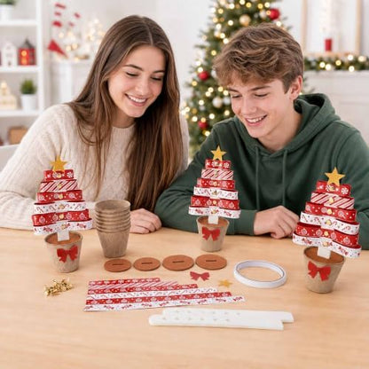 30 Sets Christmas Tree Pot Craft Kit, Standing Paper Xmas Tree DIY Bulk - Image 5