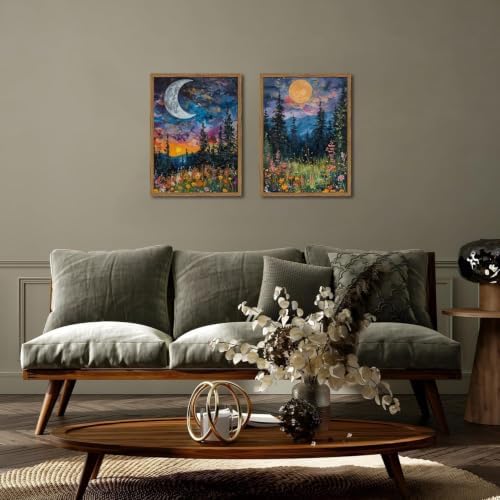 2 Pack Moon Paint by Numbers Kit for Adults Framed Canvas, Frameworkless - Image 6