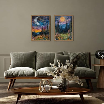 2 Pack Moon Paint by Numbers Kit for Adults Framed Canvas, Frameworkless - Image 6