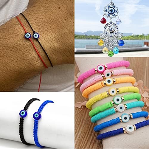 100pcs Evil Eye Polymer Clay 10mm Spacer Beads for Women Jewelry Making DIY Bracelet Necklace Hair Clip Accessories (Blue Evil Eye) - Image 6
