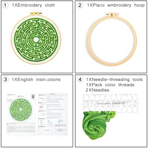 Maze Embroidery Kits for Beginners Adults Funny Hand Embroidery Art Kits, Cross Stitch Kits for Beginners DIY Craft Kits for Adults Women, Entire Set of Embroidery Supplies【Full-length Video Tutorial】 - Image 6