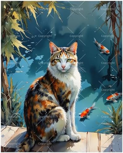TAOPAOLAB Calico Cat Paint by Numbers Kit for Adults - DIY Calico Cat by Koi Pond Painting on Canvas 16x20 Inch, Acrylic Paint Set, Suitable for Beginners, Animal Art for Home Decoration or Gifts by Unknown