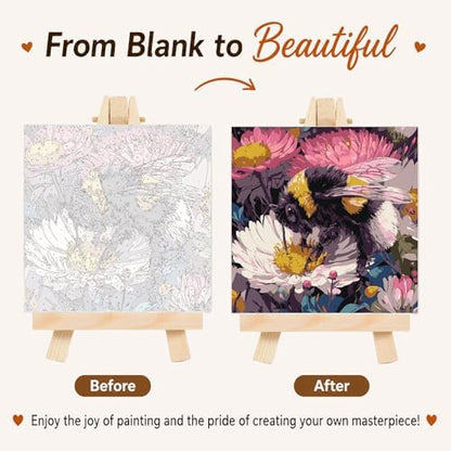 AUKELHJ Framed Paint by Numbers Kit for Adults, Bee, 10x10 inch - Image 4
