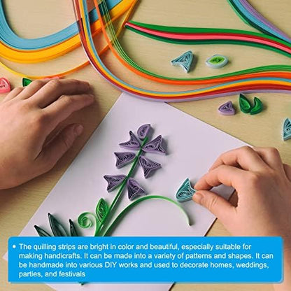 PATIKIL 500pcs Quilling Paper Strips Paper Flowers Quilling Kits 3/16"(5mm) Origami Paper for Adults Beginner Art Craft, 21"(54cm) 50 Colors - Image 4