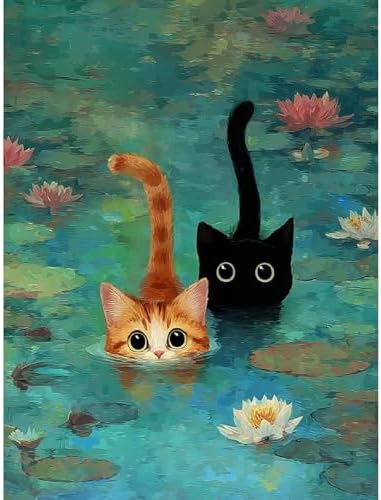 VIGEGU Black Cat Paint by Numbers Kit for Adults Beginner 16x20 Inch by VIGEGU