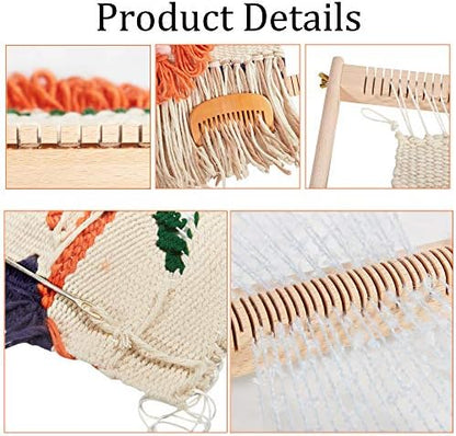WILLOWDALE Weaving Loom for Kids, 16.5" L x 15.7" W Wooden Loom Kit - Image 4