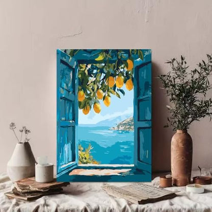GEMOUJ Lemon Tree Paint by Numbers Kit for Adults,DIY Paint by Number Kit on Canvas for Window Seaside Home Wall Decor Art Canvas Acrylic Paints Crafts 16 x 20 Inch - Image 5