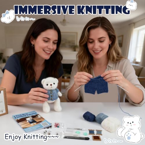 Lewhoo Bear Knitting Kit, All-1 DIY Amigurumi Bear Kit with Wool for Adults - Image 4
