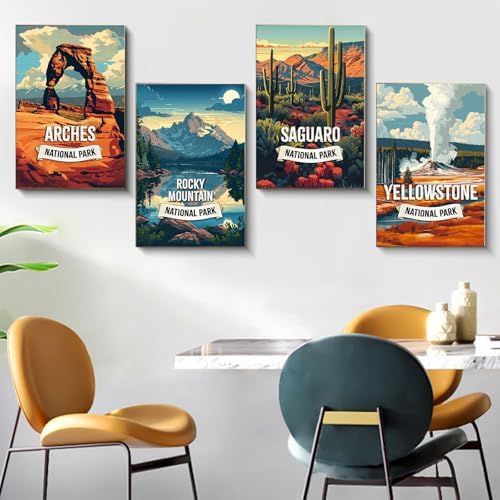 4 Pack Framed Paint by Numbers Kit for Adults with Wooden Easel 8x12 Inch - Image 2