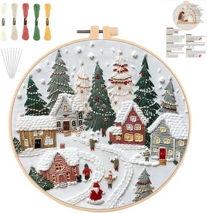 YOUDRN Christmas Embroidery Kits, Winter Village Embroidery Kits Adults by YOUDRN