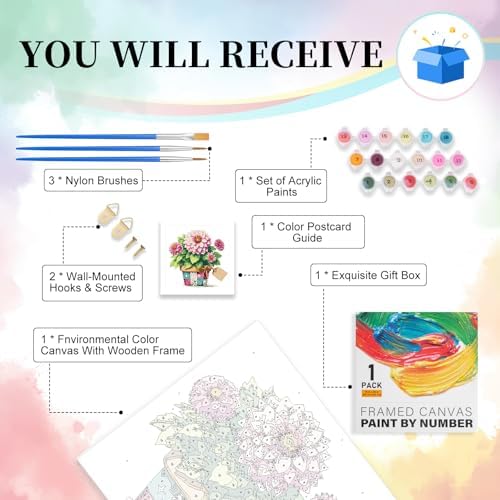 Camocin Framed Paint by Numbers Kit for Adults Beginners – Flowers - Image 4