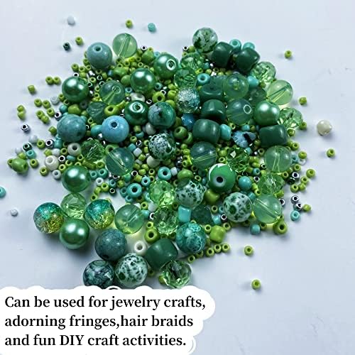 Assorted Glass Resin Beads Multi Size Colors Smooth Cracked Gravel Millet Spacer Beads for Bracelets Necklace Earring DIY Jewelry Making Craft(Light Green Series) - Image 5