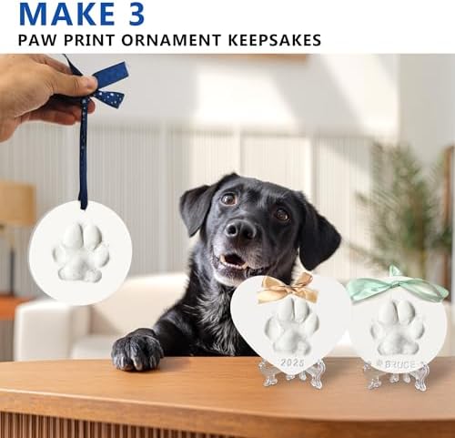 MYPAWLETS Dog Cat Pawprints Keepsake Kit,Make 3 Clay Paw Print Ornaments - Image 2