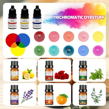 DOPXXBB Complete Candle Making Kit, DIY Candle Making Supplies for Adults, Include Soy Wax, Candle Cups & Tins Candle Wicks & Light Aroma Type Scents, Liquid Dyes & More - Image 6