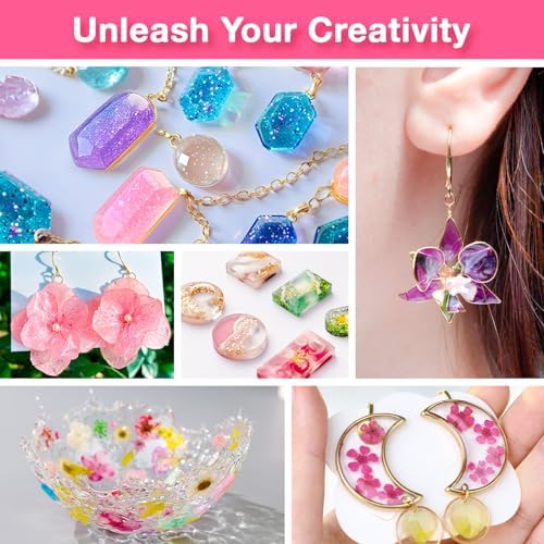 YIEHO 300g UV Resin Kit with Light and Molds, Upgraded Crystal Clear Hard UV Curing Premixed Resin Starter Jewelry Making Kit for DIY Keychain, Earring and Necklace - Image 6