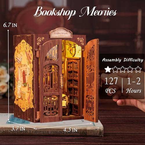 Book Nook Kit Bookshop Memories - 3D Wooden Puzzles with LED - Image 2