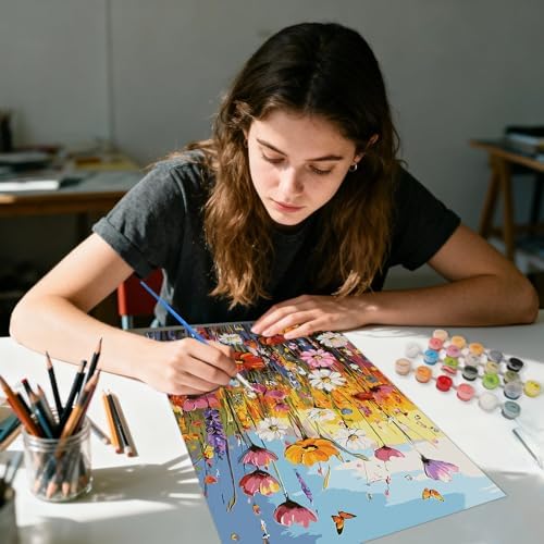 AIRDEA Flowers Paint by Numbers for Adults Beginner,Colorful Flowers Painting by Number Kits on Canvas Frameless,16x20in DIY Acrylic Painting,Home Wall Decor - Image 5