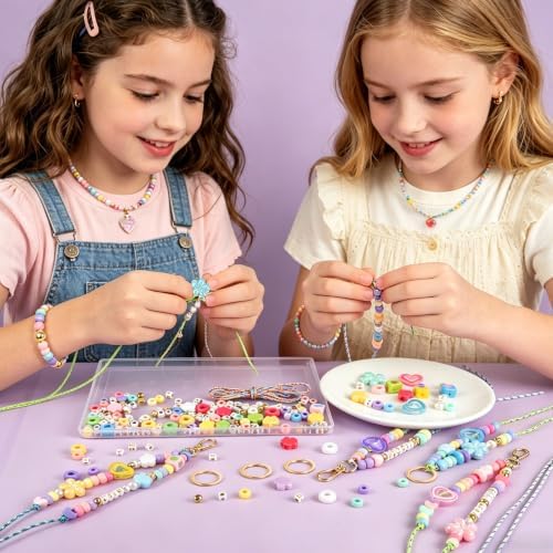 NEBURORA 324 Pcs Colorful Beaded Keychain Making Kit DIY Keychain Crafts - Image 6