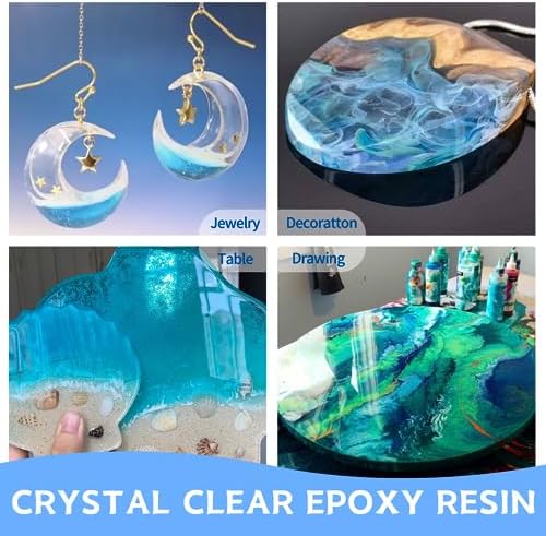 Epoxy Resin Kit, 1 Gallon/128OZ Epoxy Resin Crystal Clear Not Yellowing No Bubble Self Leveling for DIY Molds Wood Jewelry Table Tops Bar Top Casting Coating Crafts Supplies Easy Mix 1:1 Ratio - Image 6
